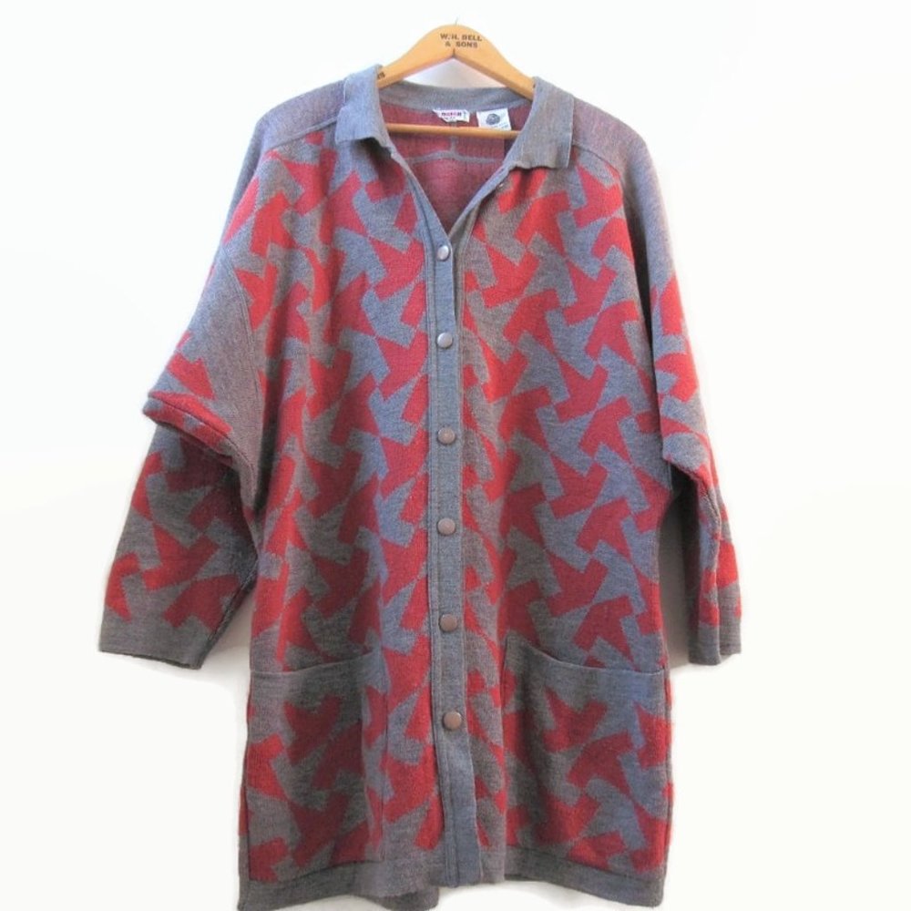 Vintage Rodier Pure Wool Long Cardigan Sweater